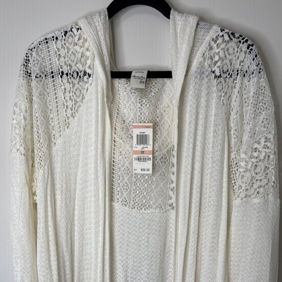 American Rag Cie Women White Lace Cardigan Plus Size 2X - Picture 2 of 11
